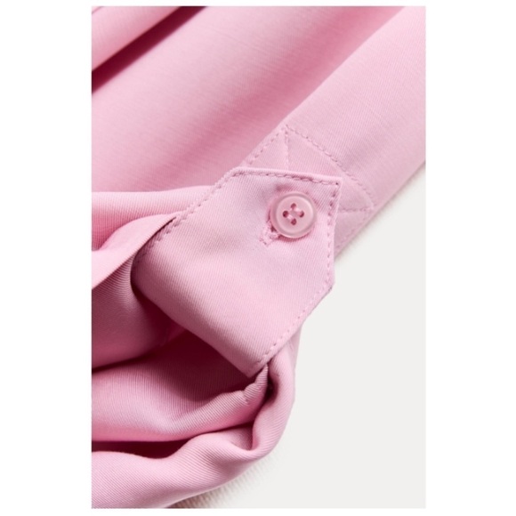ZARA WOMEN FLOWY PINK POCKET SHIRT ROLLED UP SLEEVES SIZE L .NEW WITH TAGS - Picture 4 of 10